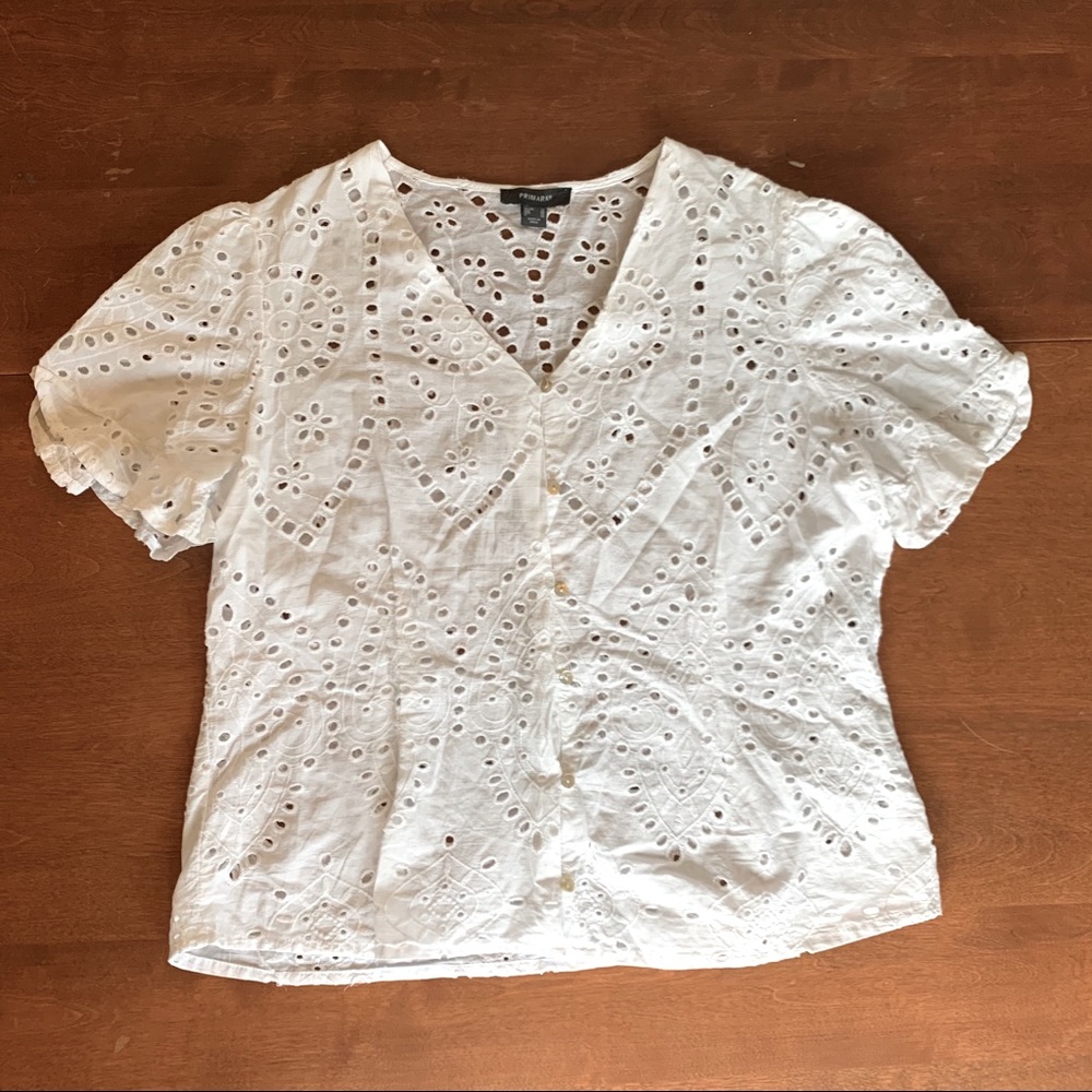 Primark White Eyelet Blouse